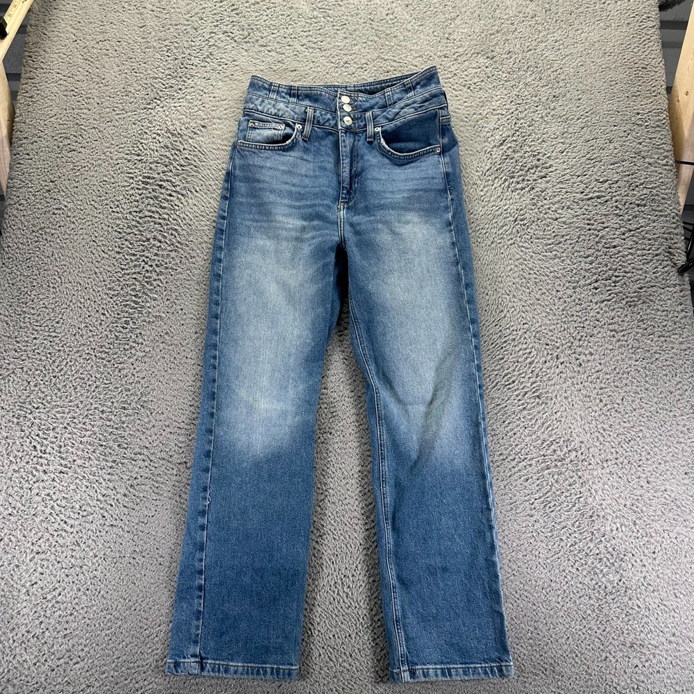 Forever 21 Jeans Womens 30x29 Blue Cotton Denim Straight Faded Workwear Stretch